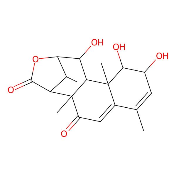 2D Structure of (1R,2S,8S,9R,10R,11R,12R,13S,16R)-8,9,12-trihydroxy-2,6,10,16-tetramethyl-14-oxatetracyclo[11.2.1.02,11.05,10]hexadeca-4,6-diene-3,15-dione