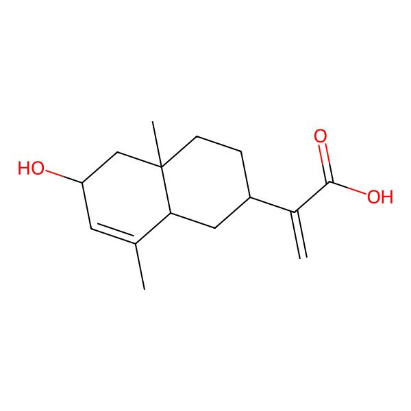 2D Structure of 2-[(2R,4aS,6R,8aR)-6-hydroxy-4a,8-dimethyl-2,3,4,5,6,8a-hexahydro-1H-naphthalen-2-yl]prop-2-enoic acid