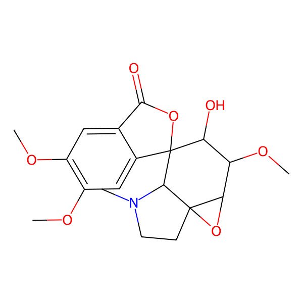 2D Structure of 5'-Hydroxy-4',5,6-trimethoxy-8'-methylspiro[2-benzofuran-3,6'-2-oxa-8-azatricyclo[5.3.0.01,3]decane]-1-one
