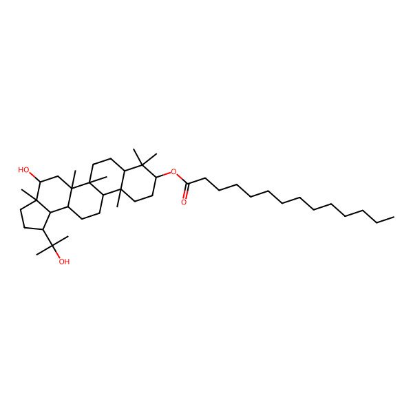 2D Structure of [4-Hydroxy-1-(2-hydroxypropan-2-yl)-3a,5a,5b,8,8,11a-hexamethyl-1,2,3,4,5,6,7,7a,9,10,11,11b,12,13,13a,13b-hexadecahydrocyclopenta[a]chrysen-9-yl] tetradecanoate