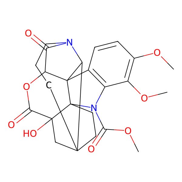 2D Structure of methyl (1R,4S,12S,13S,16R,19S)-19-hydroxy-7,8-dimethoxy-15,18-dioxo-17-oxa-5,14-diazaheptacyclo[12.6.3.01,13.04,12.04,19.06,11.012,16]tricosa-6(11),7,9-triene-5-carboxylate