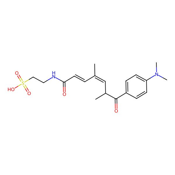 2D Structure of 2-[[(2E,4E,6R)-7-[4-(dimethylamino)phenyl]-4,6-dimethyl-7-oxohepta-2,4-dienoyl]amino]ethanesulfonic acid