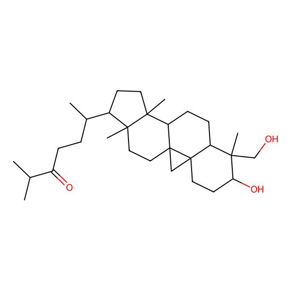 2D Structure of 6-[6-Hydroxy-7-(hydroxymethyl)-7,12,16-trimethyl-15-pentacyclo[9.7.0.01,3.03,8.012,16]octadecanyl]-2-methylheptan-3-one