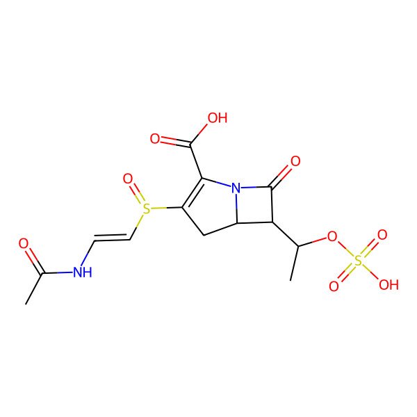2D Structure of 3-(2-Acetamidoethenylsulfinyl)-7-oxo-6-(1-sulfooxyethyl)-1-azabicyclo[3.2.0]hept-2-ene-2-carboxylic acid