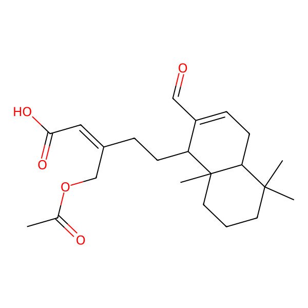 2D Structure of 3-(Acetyloxymethyl)-5-(2-formyl-5,5,8a-trimethyl-1,4,4a,6,7,8-hexahydronaphthalen-1-yl)pent-2-enoic acid 2D Structure of 3-(Acetyloxymethyl)-5-(2-formyl-5,5,8a-trimethyl-1,4,4a,6,7,8-hexahydronaphthalen-1-yl)pent-2-enoic acid