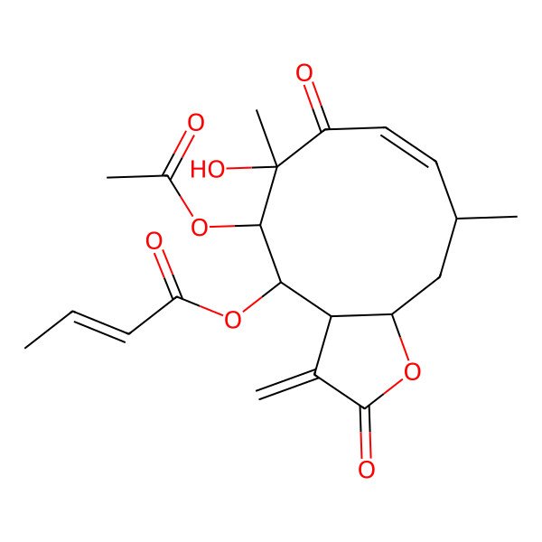 2D Structure of (5-Acetyloxy-6-hydroxy-6,10-dimethyl-3-methylidene-2,7-dioxo-3a,4,5,10,11,11a-hexahydrocyclodeca[b]furan-4-yl) but-2-enoate
