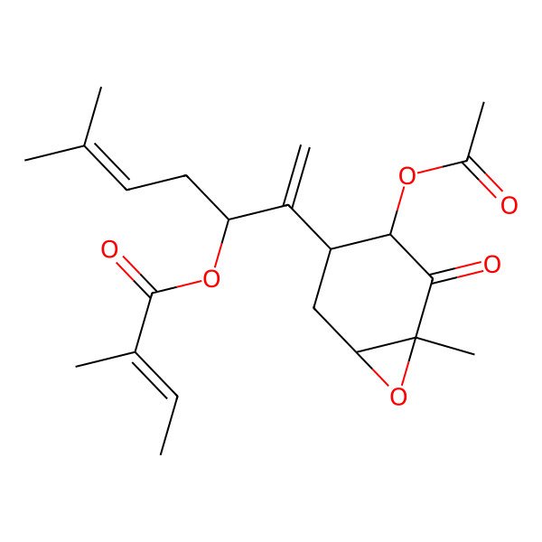2D Structure of [(3S)-2-[(1S,3S,4S,6S)-4-acetyloxy-6-methyl-5-oxo-7-oxabicyclo[4.1.0]heptan-3-yl]-6-methylhepta-1,5-dien-3-yl] (Z)-2-methylbut-2-enoate