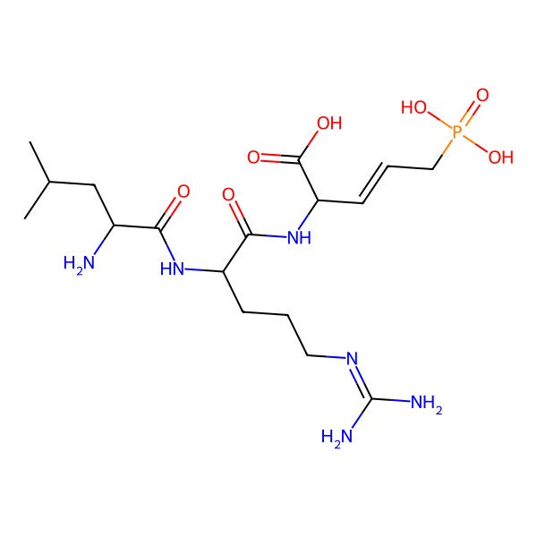 2D Structure of (Z,2S)-2-[[(2S)-2-[[(2S)-2-amino-4-methylpentanoyl]amino]-5-(diaminomethylideneamino)pentanoyl]amino]-5-phosphonopent-3-enoic acid