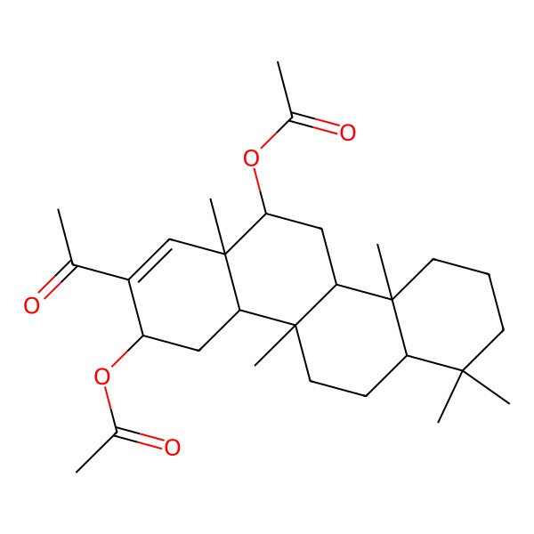 2D Structure of [(3R,4aS,4bR,6aR,10aS,10bS,12S,12aR)-2-acetyl-12-acetyloxy-4b,7,7,10a,12a-pentamethyl-3,4,4a,5,6,6a,8,9,10,10b,11,12-dodecahydrochrysen-3-yl] acetate