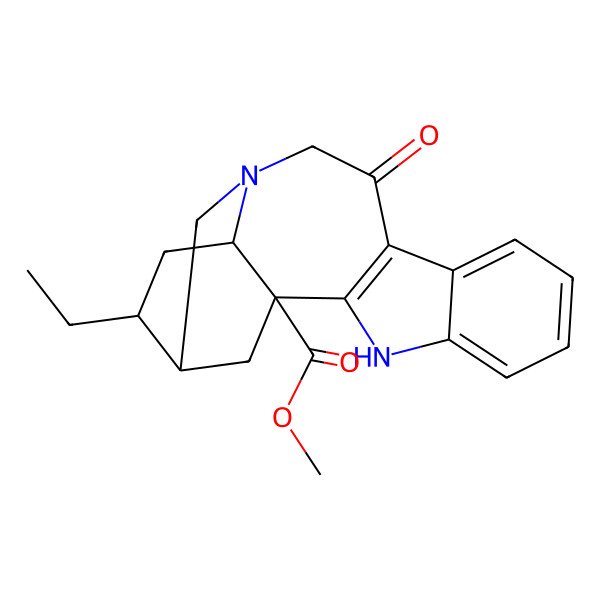 2D Structure of methyl (1S,15S,16R,18S)-16-ethyl-11-oxo-3,13-diazapentacyclo[13.3.1.02,10.04,9.013,18]nonadeca-2(10),4,6,8-tetraene-1-carboxylate