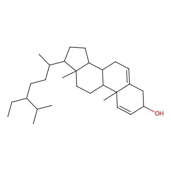 2D Structure of (3R,8S,9S,10R,13R,14S,17R)-17-[(2R,5R)-5-ethyl-6-methylheptan-2-yl]-10,13-dimethyl-4,7,8,9,11,12,14,15,16,17-decahydro-3H-cyclopenta[a]phenanthren-3-ol