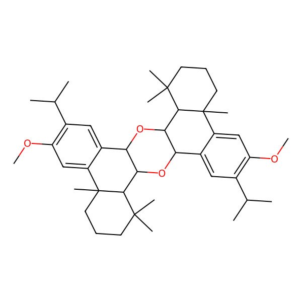 2D Structure of (1R,3R,10S,15S,16R,18R,25S,30S)-7,22-dimethoxy-10,14,14,25,29,29-hexamethyl-6,21-di(propan-2-yl)-2,17-dioxaheptacyclo[16.12.0.03,16.04,9.010,15.019,24.025,30]triaconta-4,6,8,19,21,23-hexaene