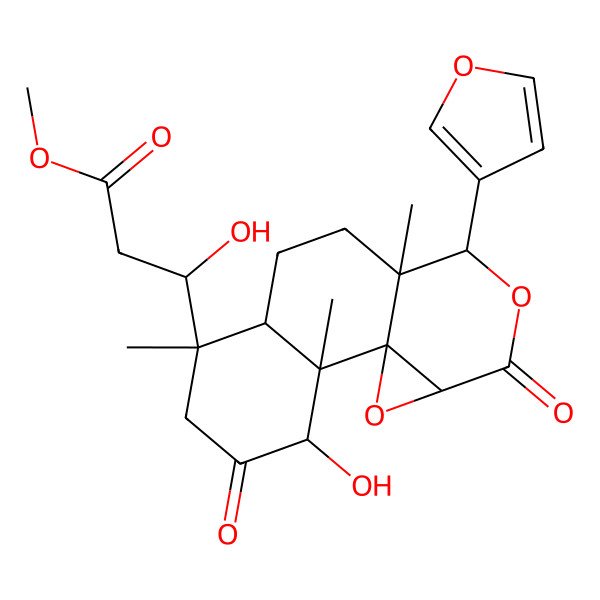 2D Structure of methyl (3S)-3-[(1R,2S,6S,10S,11S,14S)-11-(furan-3-yl)-3-hydroxy-2,6,10-trimethyl-4,13-dioxo-12,15-dioxatetracyclo[8.5.0.01,14.02,7]pentadecan-6-yl]-3-hydroxypropanoate
