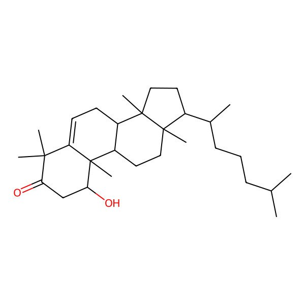 2D Structure of 1-Hydroxy-4,4,10,13,14-pentamethyl-17-(6-methylheptan-2-yl)-1,2,7,8,9,11,12,15,16,17-decahydrocyclopenta[a]phenanthren-3-one