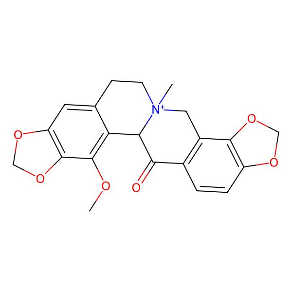 2D Structure of (13S)-3-methoxy-13-methyl-5,7,17,19-tetraoxa-13-azoniahexacyclo[11.11.0.02,10.04,8.015,23.016,20]tetracosa-2,4(8),9,15(23),16(20),21-hexaen-24-one