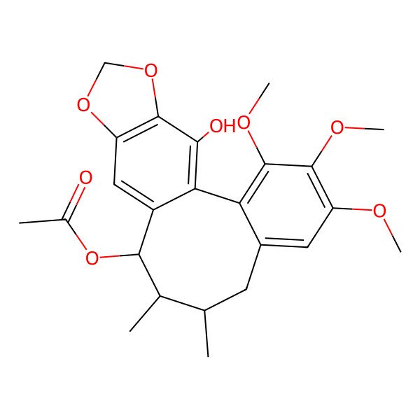 2D Structure of (19-Hydroxy-3,4,5-trimethoxy-9,10-dimethyl-15,17-dioxatetracyclo[10.7.0.02,7.014,18]nonadeca-1(19),2,4,6,12,14(18)-hexaen-11-yl) acetate