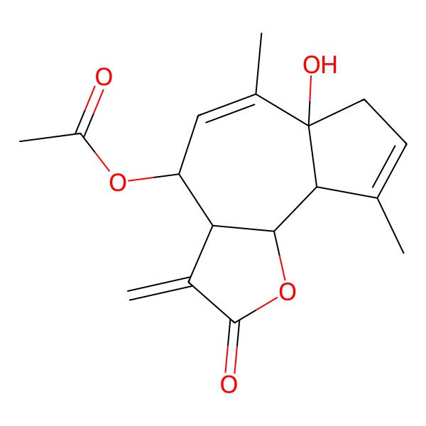 2D Structure of [(3aR,4S,6aS,9aR,9bS)-6a-hydroxy-6,9-dimethyl-3-methylidene-2-oxo-4,7,9a,9b-tetrahydro-3aH-azuleno[4,5-b]furan-4-yl] acetate