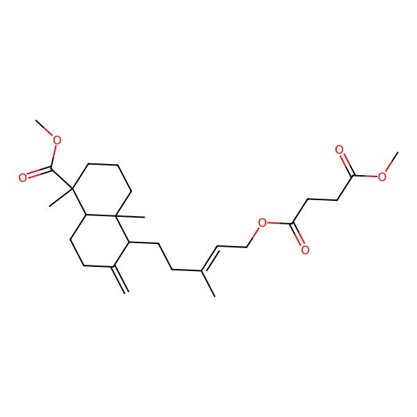 2D Structure of 4-O-[(E)-5-[(1S,4aR,5S,8aR)-5-methoxycarbonyl-5,8a-dimethyl-2-methylidene-3,4,4a,6,7,8-hexahydro-1H-naphthalen-1-yl]-3-methylpent-2-enyl] 1-O-methyl butanedioate