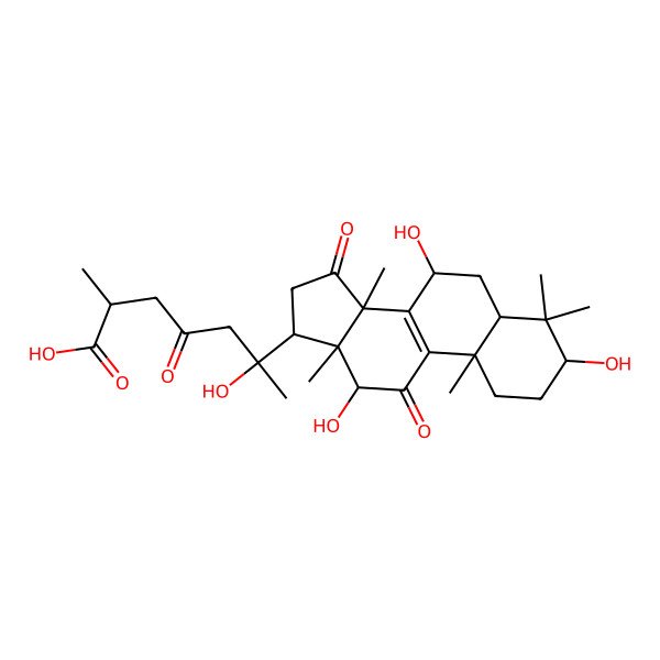 2D Structure of (2S,6S)-6-hydroxy-2-methyl-4-oxo-6-[(3S,5R,7S,10S,12S,13R,14R,17S)-3,7,12-trihydroxy-4,4,10,13,14-pentamethyl-11,15-dioxo-2,3,5,6,7,12,16,17-octahydro-1H-cyclopenta[a]phenanthren-17-yl]heptanoic acid