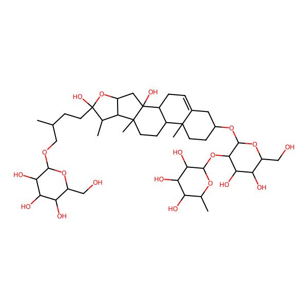 2D Structure of 2-[2-[[2,6-Dihydroxy-7,9,13-trimethyl-6-[3-methyl-4-[3,4,5-trihydroxy-6-(hydroxymethyl)oxan-2-yl]oxybutyl]-5-oxapentacyclo[10.8.0.02,9.04,8.013,18]icos-18-en-16-yl]oxy]-4,5-dihydroxy-6-(hydroxymethyl)oxan-3-yl]oxy-6-methyloxane-3,4,5-triol