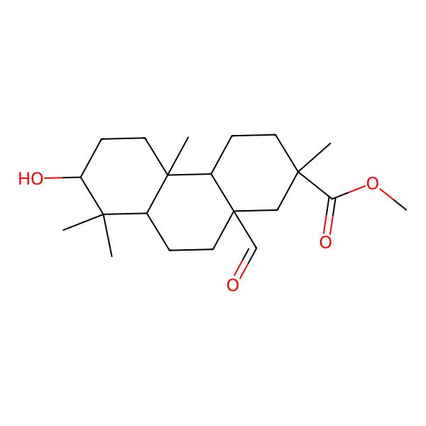 2D Structure of methyl (2S,4aS,4bR,7R,8aS,10aS)-10a-formyl-7-hydroxy-2,4b,8,8-tetramethyl-1,3,4,4a,5,6,7,8a,9,10-decahydrophenanthrene-2-carboxylate 2D Structure of methyl (2S,4aS,4bR,7R,8aS,10aS)-10a-formyl-7-hydroxy-2,4b,8,8-tetramethyl-1,3,4,4a,5,6,7,8a,9,10-decahydrophenanthrene-2-carboxylate