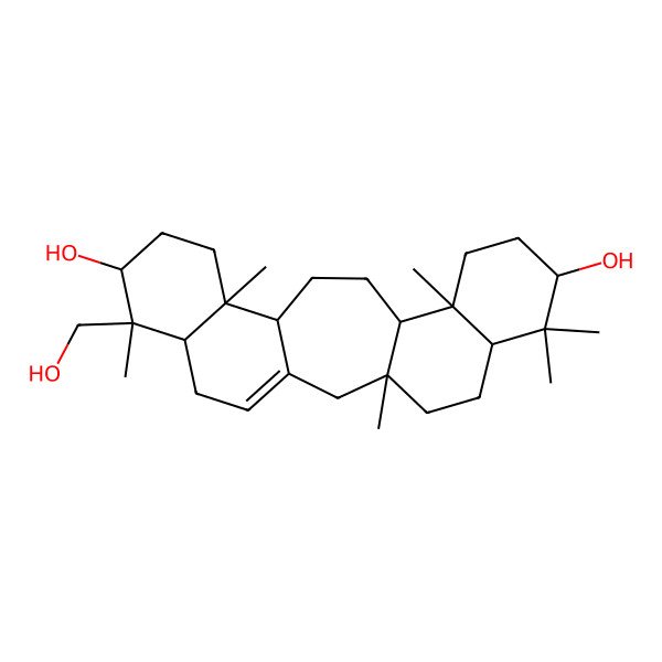 2D Structure of 20-(Hydroxymethyl)-3,7,7,11,16,20-hexamethylpentacyclo[13.8.0.03,12.06,11.016,21]tricos-1(23)-ene-8,19-diol