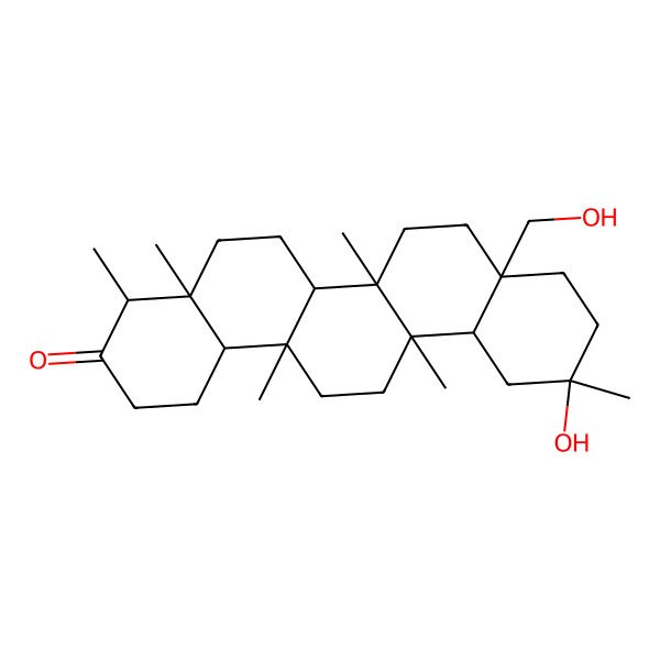 2D Structure of 11-hydroxy-8a-(hydroxymethyl)-4,4a,6a,6b,11,14a-hexamethyl-2,4,5,6,6a,7,8,9,10,12,12a,13,14,14b-tetradecahydro-1H-picen-3-one