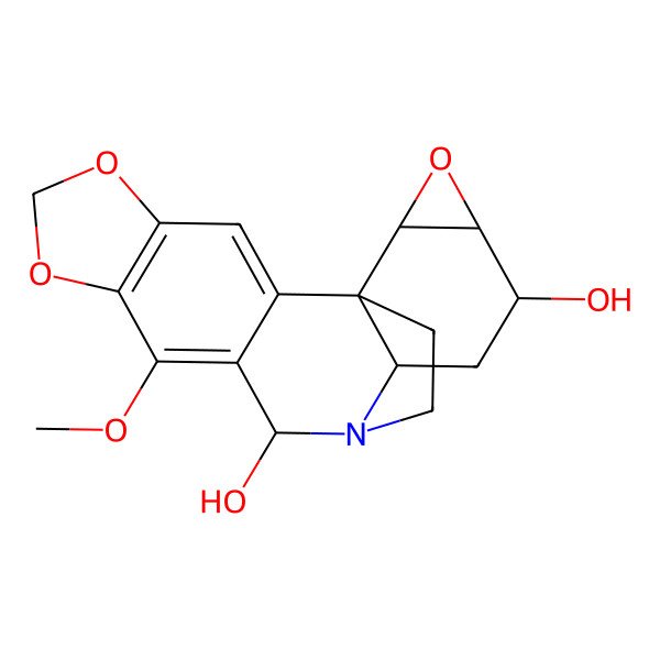 2D Structure of (1S,11R,13R,15R,16S,18R)-9-methoxy-5,7,17-trioxa-12-azahexacyclo[10.6.2.01,13.02,10.04,8.016,18]icosa-2,4(8),9-triene-11,15-diol