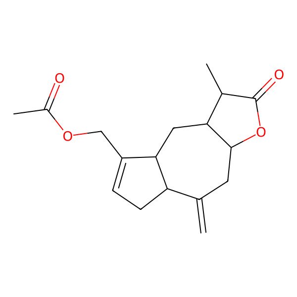 2D Structure of [(1R,3aR,5aR,8aR,9aR)-1-methyl-5-methylidene-2-oxo-1,3a,4,5a,6,8a,9,9a-octahydroazuleno[6,7-b]furan-8-yl]methyl acetate