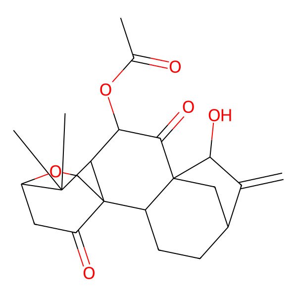 2D Structure of (7-Hydroxy-12,12-dimethyl-6-methylidene-9,16-dioxo-14-oxapentacyclo[11.2.2.15,8.01,11.02,8]octadecan-10-yl) acetate