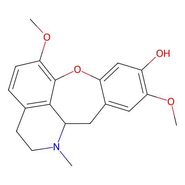 2D Structure of 6,17-Dimethoxy-11-methyl-2-oxa-11-azatetracyclo[8.7.1.03,8.014,18]octadeca-1(17),3,5,7,14(18),15-hexaen-5-ol
