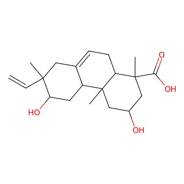 2D Structure of (1R,3R,4aR,4bS,6R,7S,10aR)-7-ethenyl-3,6-dihydroxy-1,4a,7-trimethyl-3,4,4b,5,6,8,10,10a-octahydro-2H-phenanthrene-1-carboxylic acid