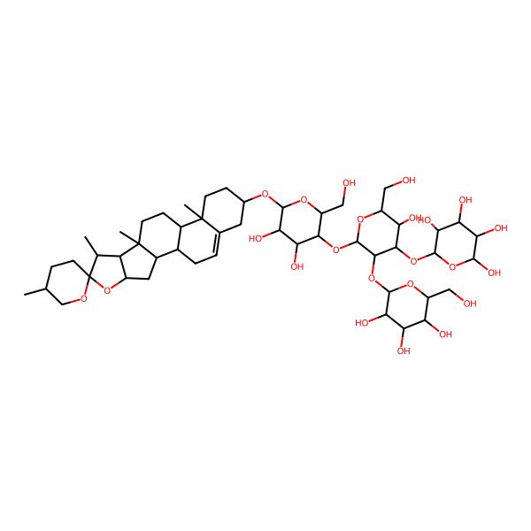 2D Structure of (2R,3R,4R,5S,6S)-6-[(2S,3R,4S,5R,6R)-2-[(2R,3R,4R,5R,6R)-4,5-dihydroxy-2-(hydroxymethyl)-6-[(1S,2S,4S,6R,7S,8R,9S,12S,13R,16S)-5',7,9,13-tetramethylspiro[5-oxapentacyclo[10.8.0.02,9.04,8.013,18]icos-18-ene-6,2'-oxane]-16-yl]oxyoxan-3-yl]oxy-5-hydroxy-6-(hydroxymethyl)-3-[(2S,3R,4S,5S,6R)-3,4,5-trihydroxy-6-(hydroxymethyl)oxan-2-yl]oxyoxan-4-yl]oxyoxane-2,3,4,5-tetrol