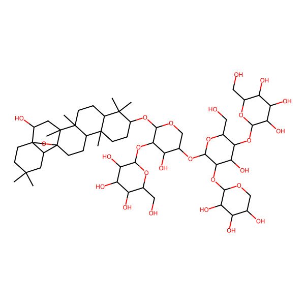 2D Structure of 2-[4-Hydroxy-6-[4-hydroxy-6-[(2-hydroxy-4,5,9,9,13,20,20-heptamethyl-24-oxahexacyclo[15.5.2.01,18.04,17.05,14.08,13]tetracosan-10-yl)oxy]-5-[3,4,5-trihydroxy-6-(hydroxymethyl)oxan-2-yl]oxyoxan-3-yl]oxy-2-(hydroxymethyl)-5-(3,4,5-trihydroxyoxan-2-yl)oxyoxan-3-yl]oxy-6-(hydroxymethyl)oxane-3,4,5-triol