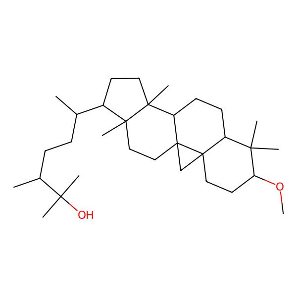 2D Structure of (3S,6R)-6-[(1S,3R,6S,8R,11S,12S,15R,16R)-6-methoxy-7,7,12,16-tetramethyl-15-pentacyclo[9.7.0.01,3.03,8.012,16]octadecanyl]-2,3-dimethylheptan-2-ol