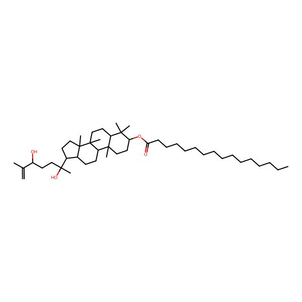 2D Structure of [17-(2,5-dihydroxy-6-methylhept-6-en-2-yl)-4,4,8,10,14-pentamethyl-2,3,5,6,7,9,11,12,13,15,16,17-dodecahydro-1H-cyclopenta[a]phenanthren-3-yl] hexadecanoate