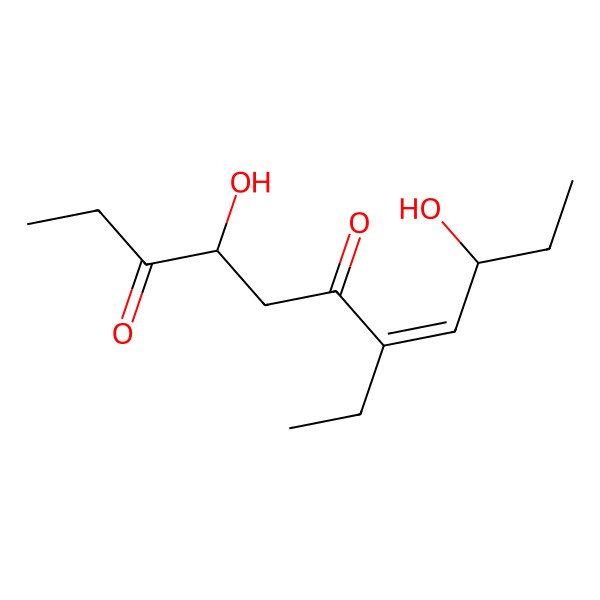 2D Structure of (7E)-7-ethyl-4,9-dihydroxy-7-undecene-3,6-dione