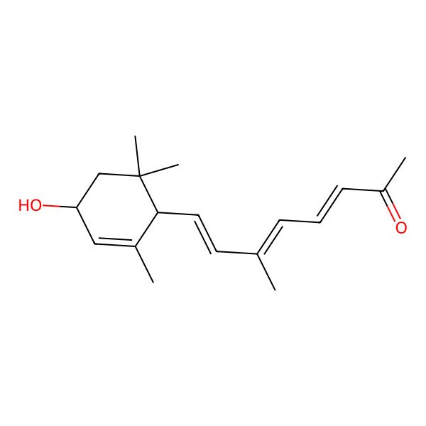 2D Structure of (7E)-8-[(1R,4R)-4-hydroxy-2,6,6-trimethylcyclohex-2-en-1-yl]-6-methylocta-3,5,7-trien-2-one