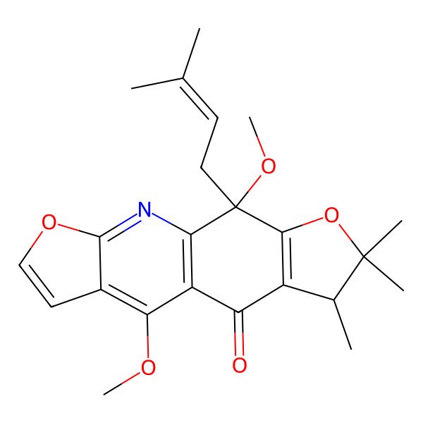 2D Structure of (12S,16S)-8,16-dimethoxy-12,13,13-trimethyl-16-(3-methylbut-2-enyl)-4,14-dioxa-2-azatetracyclo[7.7.0.03,7.011,15]hexadeca-1(9),2,5,7,11(15)-pentaen-10-one
