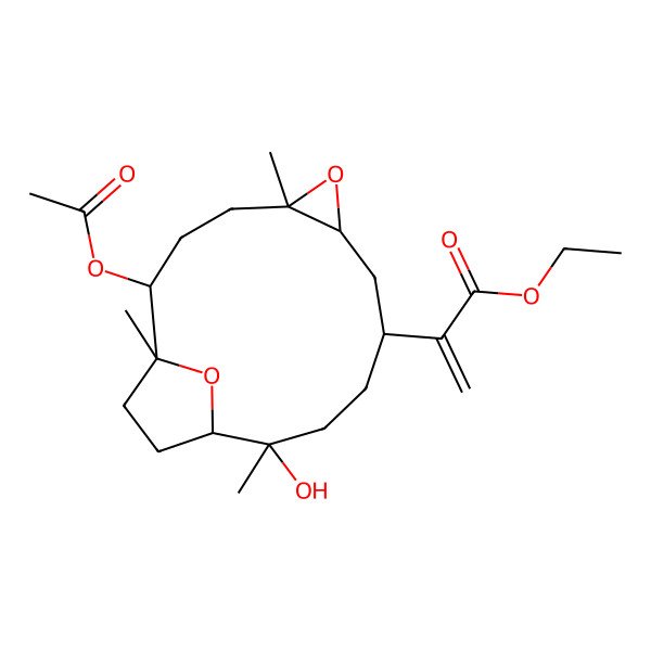 2D Structure of ethyl 2-[(1R,2S,5S,7S,9R,12R,13S)-2-acetyloxy-12-hydroxy-1,5,12-trimethyl-6,16-dioxatricyclo[11.2.1.05,7]hexadecan-9-yl]prop-2-enoate