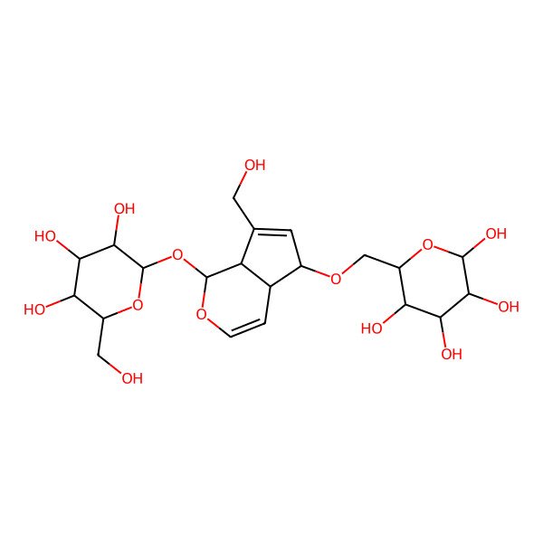 2D Structure of 6-[[7-(Hydroxymethyl)-1-[3,4,5-trihydroxy-6-(hydroxymethyl)oxan-2-yl]oxy-1,4a,5,7a-tetrahydrocyclopenta[c]pyran-5-yl]oxymethyl]oxane-2,3,4,5-tetrol