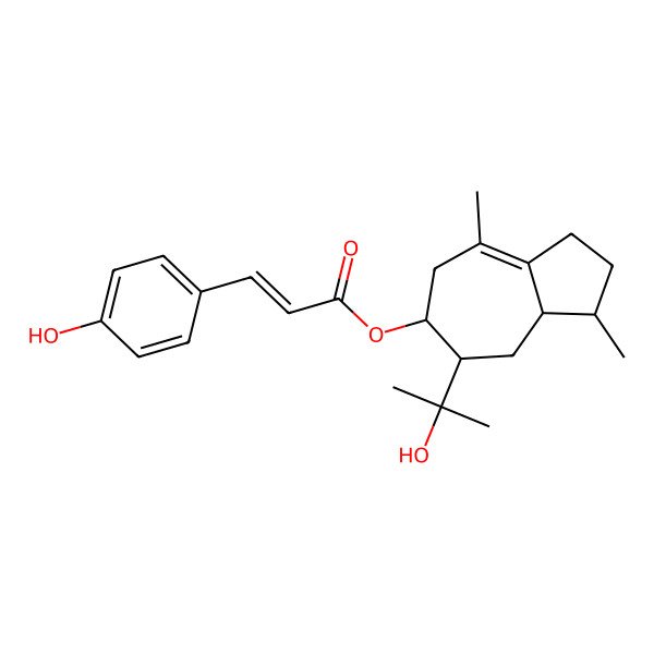2D Structure of [5-(2-Hydroxypropan-2-yl)-3,8-dimethyl-1,2,3,3a,4,5,6,7-octahydroazulen-6-yl] 3-(4-hydroxyphenyl)prop-2-enoate