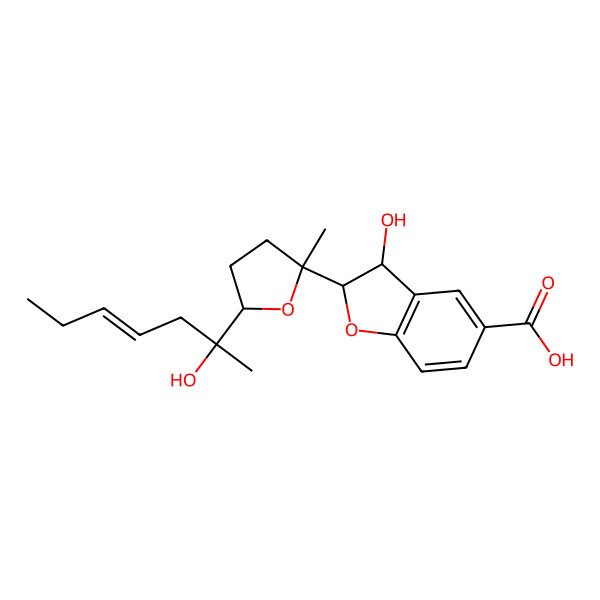2D Structure of (2R,3S)-3-hydroxy-2-[5-[(E)-2-hydroxyhept-4-en-2-yl]-2-methyloxolan-2-yl]-2,3-dihydro-1-benzofuran-5-carboxylic acid
