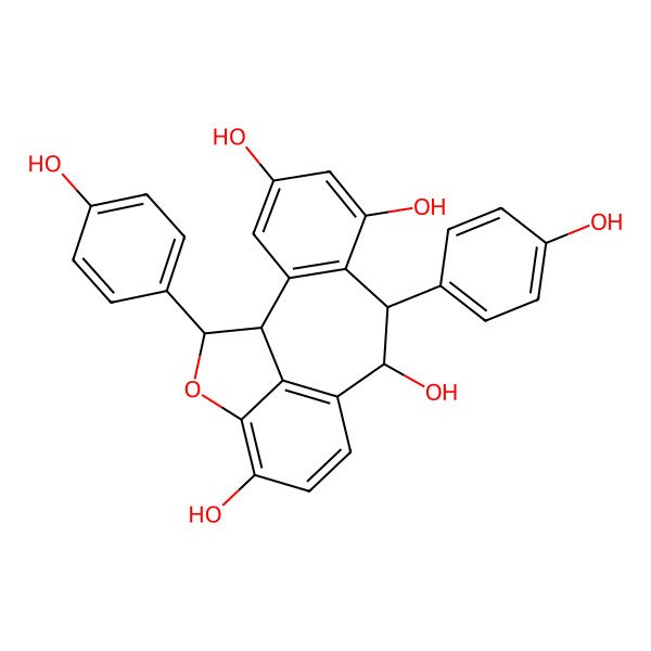 2D Structure of (1R,8R,9S,16R)-8,16-bis(4-hydroxyphenyl)-15-oxatetracyclo[8.6.1.02,7.014,17]heptadeca-2(7),3,5,10(17),11,13-hexaene-4,6,9,13-tetrol