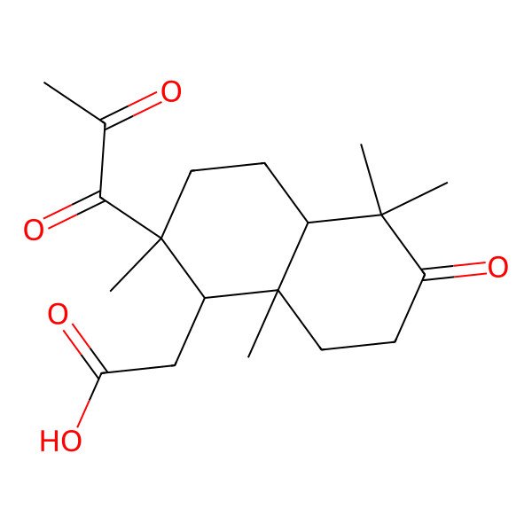 2D Structure of 2-[(1S,2S,4aR,8aS)-2,5,5,8a-tetramethyl-6-oxo-2-(2-oxopropanoyl)-1,3,4,4a,7,8-hexahydronaphthalen-1-yl]acetic acid