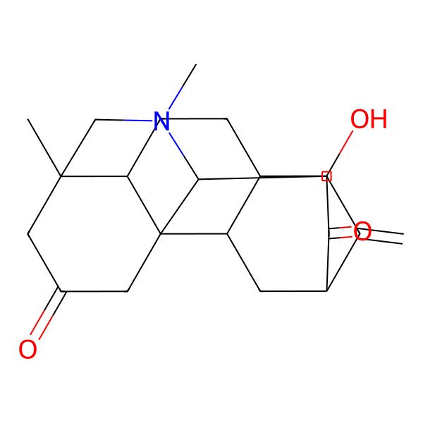 2D Structure of (1S,5R,8R,9S,11S,13S,14S,17R,18S)-13-hydroxy-5,7-dimethyl-12-methylidene-7-azahexacyclo[9.6.2.01,8.05,17.09,14.014,18]nonadecane-3,10-dione