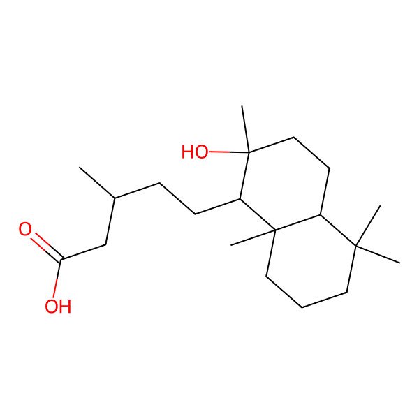 2D Structure of (3S)-5-[(1R,2S,4aS,8aS)-2-hydroxy-2,5,5,8a-tetramethyl-3,4,4a,6,7,8-hexahydro-1H-naphthalen-1-yl]-3-methylpentanoic acid