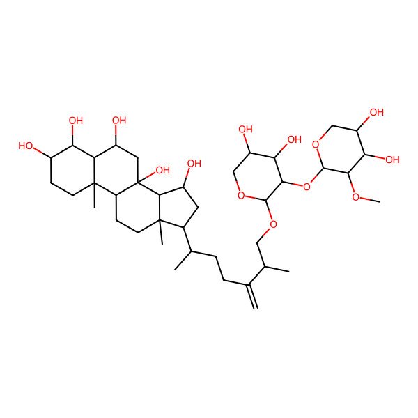 2D Structure of 17-[7-[3-(4,5-Dihydroxy-3-methoxyoxan-2-yl)oxy-4,5-dihydroxyoxan-2-yl]oxy-6-methyl-5-methylideneheptan-2-yl]-10,13-dimethyl-1,2,3,4,5,6,7,9,11,12,14,15,16,17-tetradecahydrocyclopenta[a]phenanthrene-3,4,6,8,15-pentol