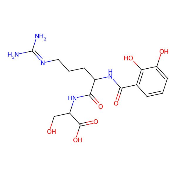 2D Structure of 2-[[5-(Diaminomethylideneamino)-2-[(2,3-dihydroxybenzoyl)amino]pentanoyl]amino]-3-hydroxypropanoic acid