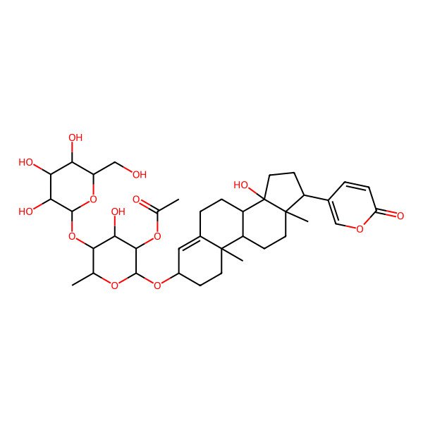 2D Structure of [4-Hydroxy-2-[[14-hydroxy-10,13-dimethyl-17-(6-oxopyran-3-yl)-1,2,3,6,7,8,9,11,12,15,16,17-dodecahydrocyclopenta[a]phenanthren-3-yl]oxy]-6-methyl-5-[3,4,5-trihydroxy-6-(hydroxymethyl)oxan-2-yl]oxyoxan-3-yl] acetate